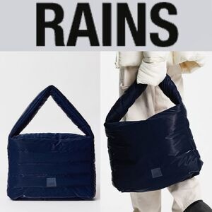 $140 RAINS Ink Blue looping shopper tote waterproof travel purse bag NWT